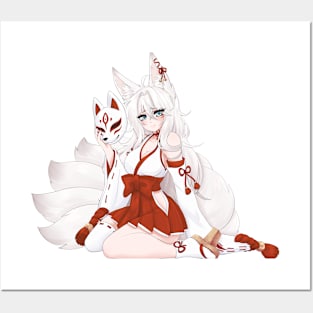 Anime kitsune girl Posters and Art